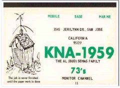 KNA-1959 Al Semas San Jose CA 1960s Vintage Postcard CB QSL Card