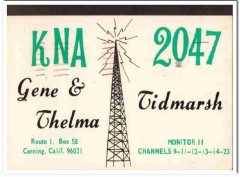 KNA-2047 Gene Tidmarsh Corning CA 1960s Vintage Postcard CB QSL