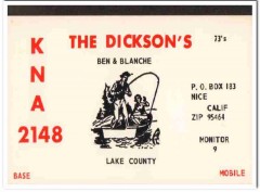 KNA-2148 Ben Dickson Nice CA 1960s Vintage Postcard CB QSL Card
