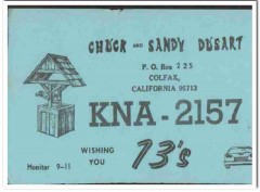 KNA-2157 Chuck Dusart Colfax CA 1960s Vintage Postcard CB QSL Card 1