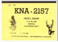 KNA-2157 Chuck Dusart Colfax CA 1960s Vintage Postcard CB QSL Card 2