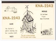 KNA-2243 Bill Ballam San Leandro CA 1960s Vintage Postcard CB QSL 2