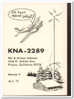 KNA-2289 Mel Johnson Fresno CA 1960s Vintage Postcard CB QSL Card 2