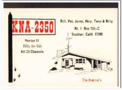 KNA-2350 Bill Fortino Stockton CA 1960s Vintage Postcard CB QSL 1
