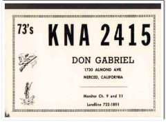 KNA-2415 Don Gabriel Merced CA 1960s Vintage Postcard CB QSL Card