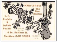 KNA-2462 L J Pounds Stockton CA 1960s Vintage Postcard CB QSL Card