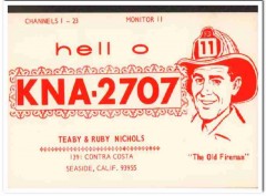 KNA-2707 Teaby Nichols Seaside CA 1960s Vintage Postcard CB QSL 3
