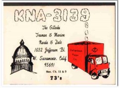 KNA-3139 Truman Gillock Sacramento CA 1960s Vintage Postcard CB QSL
