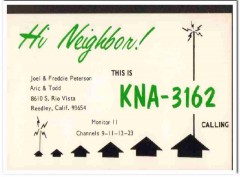 KNA-3162 Joel Peterson Reedley CA 1960s Vintage Postcard CB QSL