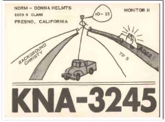 KNA-3245 Norm Helmts Fresno CA 1960s Vintage Postcard CB QSL Card