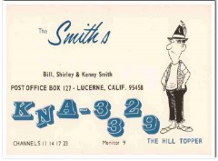 KNA-3329 Bill Smith Lucerne CA 1960s Vintage Postcard CB QSL Card