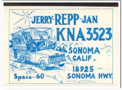 KNA-3523 Jerry Repp Sonoma CA 1960s Vintage Postcard CB QSL Card 2