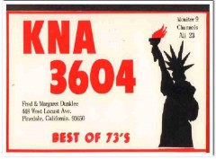 KNA-3604 Fred Dunklee Pinedale CA 1960s Vintage Postcard CB QSL