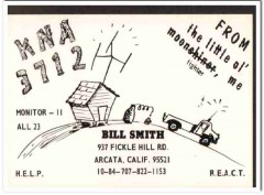 KNA-3712 Bill Smith Arcata CA 1960s Vintage Postcard CB QSL Card 1