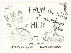 KNA-3712 Bill Smith Arcata CA 1960s Vintage Postcard CB QSL Card 2