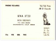 KNA-3723 Rosa Sherman Sacramento CA 1960s Vintage Postcard CB QSL 1