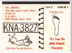 KNA-3827 Tom Junker Fort Bragg CA 1960s Vintage Postcard CB QSL 1