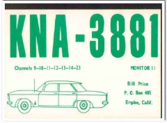 KNA-3881 Bill Price Empire CA 1960s Vintage Postcard CB QSL Card