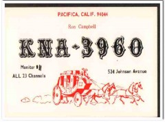 KNA-3960 Ron Campbell Pacifica CA 1960s Vintage Postcard CB QSL