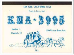 KNA-3995 Frank Sudi San Jose CA 1960s Vintage Postcard CB QSL Card