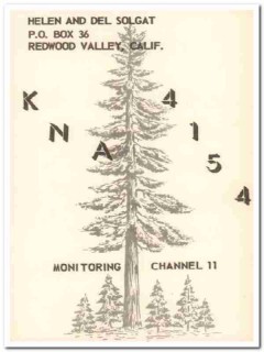 KNA-4154 Del Solgat Redwood Valley CA 1960s Vintage Postcard CB QSL
