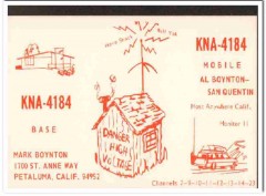 KNA-4184 Mark Boynton Petaluma CA 1960s Vintage Postcard CB QSL
