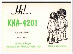 KNA-4201 Al Brogan Pinole CA 1960s Vintage Postcard CB QSL Card
