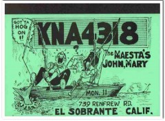 KNA-4318 John Maesta El Sobrante CA 1960s Vintage Postcard CB QSL