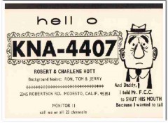KNA-4407 Robert Hott Modesto CA 1960s Vintage Postcard CB QSL Card 2