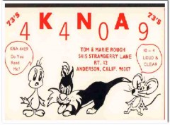 KNA-4409 Tom Rough Anderson CA 1960s Vintage Postcard CB QSL Card