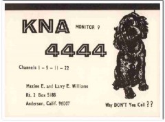 KNA-4444 Larry Williams Anderson CA 1960s Vintage Postcard CB QSL