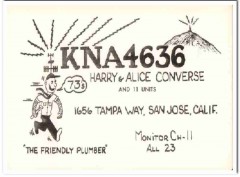 KNA-4636 Harry Converse San Jose CA 1960s Vintage Postcard CB QSL