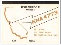 KNA-4773 Bill Moser San Francisco CA 1960s Vintage Postcard CB QSL