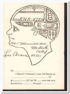 KNA-4782 Lee Avana Modesto CA 1960s Vintage Postcard CB QSL Card