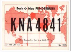 KNA-4841 Buck Funderburk San Jose CA 1960s Vintage Postcard CB QSL