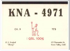 KNA-4971 R G Sanford Grass Valley CA 1960s Vintage Postcard CB QSL 1
