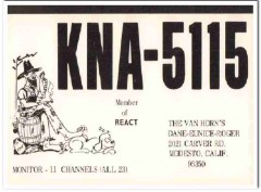 KNA-5115 Dane Van Horn Modesto CA 1960s Vintage Postcard CB QSL
