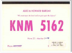 KNM-5162 Howard Bargar La Habra CA 1960s Vintage Postcard CB QSL