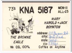 KNA-5187 Harold Boynton Fort Ord CA 1960s Vintage Postcard CB QSL