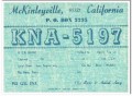 KNA-5197 Russ Amy McKinleyville CA 1960s Vintage Postcard CB QSL 1