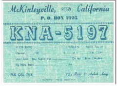 KNA-5197 Russ Amy McKinleyville CA 1960s Vintage Postcard CB QSL 1