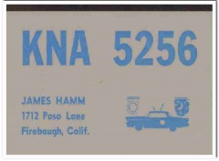 KNA-5256 James Hamm Firebaugh CA 1960s Vintage Postcard CB QSL 2