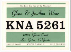 KNA-5261 Glenn Wear Los Gatos CA 1960s Vintage Postcard CB QSL Card