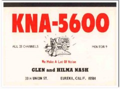KNA-5600 Glen Nash Eureka CA 1960s Vintage Postcard CB QSL Card