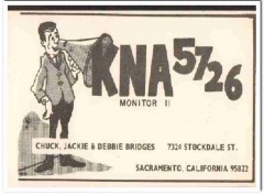 KNA-5726 Chuck Bridges Sacramento CA 1960s Vintage Postcard CB QSL