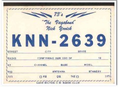 KNN-2639 Nick Yovick Youngstown Ohio 1960s Vintage Postcard CB QSL