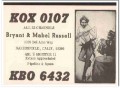KOX-0107 Bryant Russell Bakersfield CA 1960s Vintage Postcard CB QSL 3