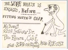 KOX-0152 Mike McDowell Pico Rivera CA 1960s Vintage Postcard CB QSL