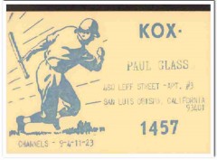 KOX-21457 Paul Glass San Luis Obispo CA 1960s Vintage Postcard CB QSL