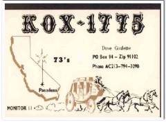 KOX-1775 Dave Goulette Pasadena CA 1960s Vintage Postcard CB QSL